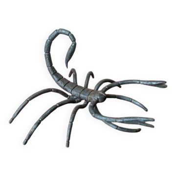 Handcrafted metal scorpion sculpture, curiosity cabinet, arthropod object
