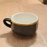 Tasses et sous tasses à café vertes et or