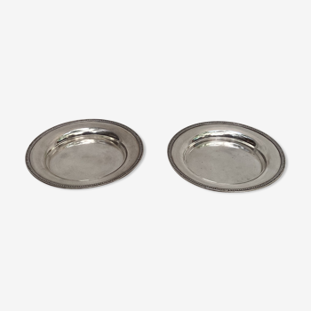 Duo plates in vintage solid silver stamped dimension