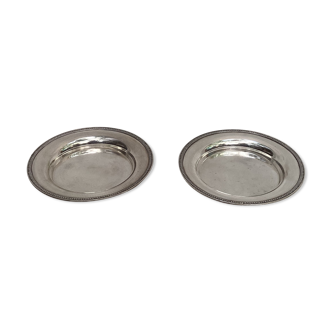 Duo plates in vintage solid silver stamped dimension