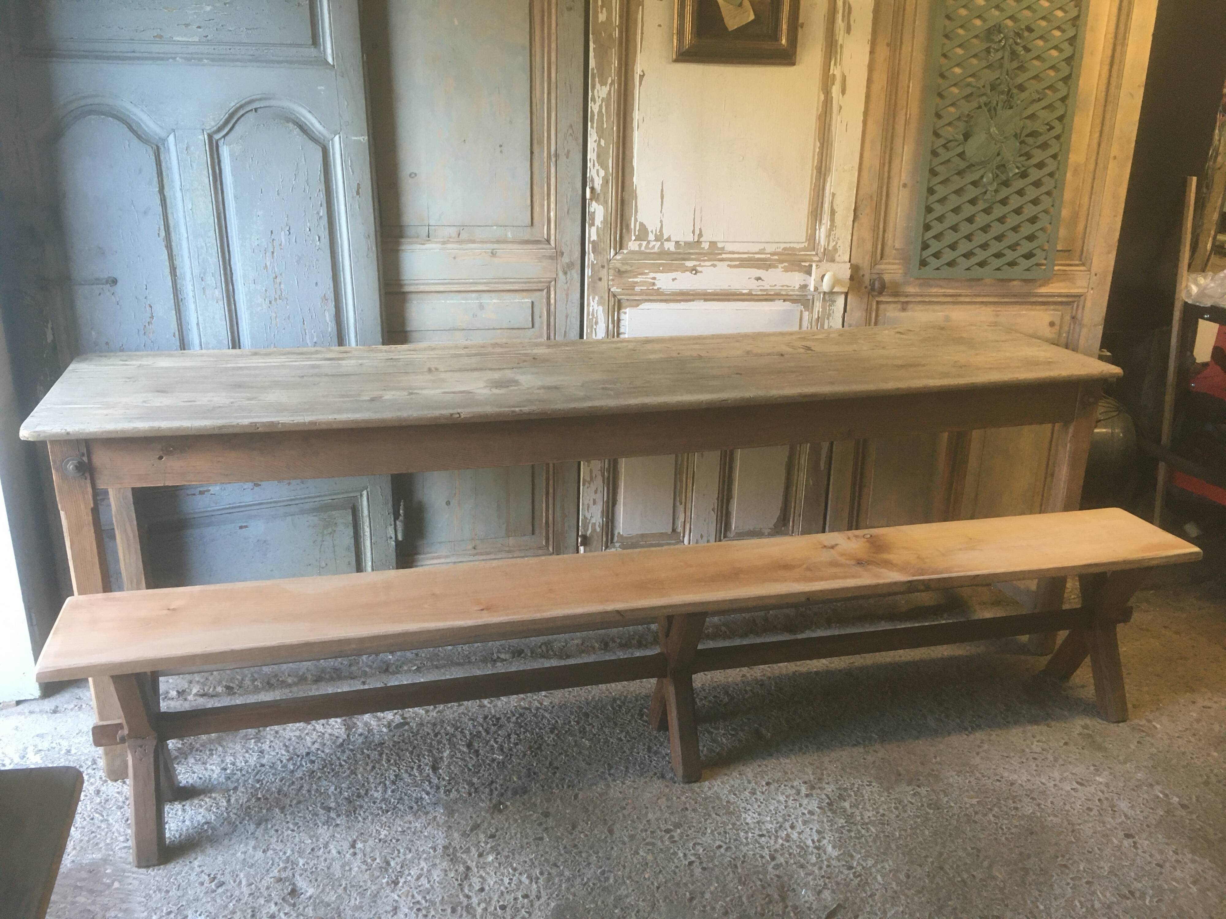 Pair of oak and cherry benches 250x29x45