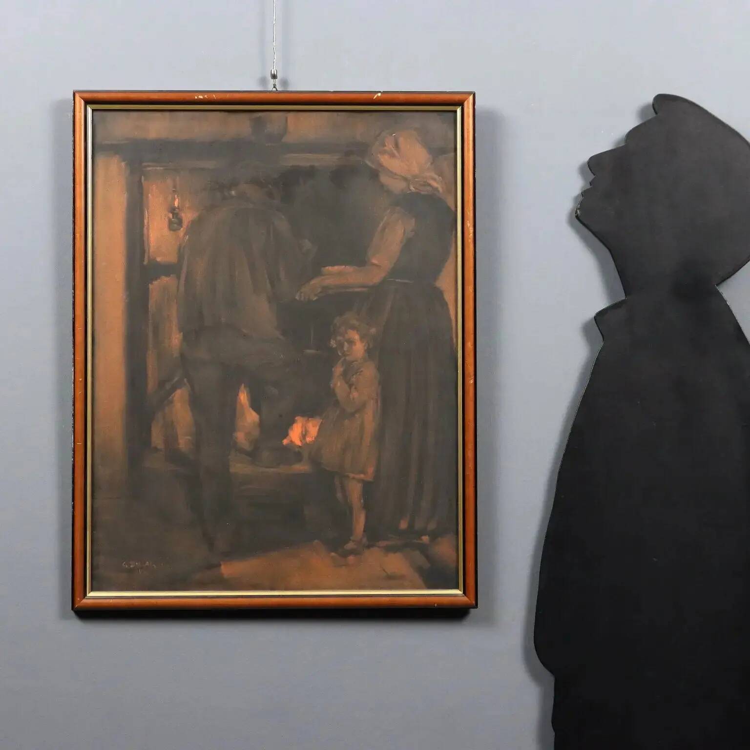 Modern painting by Giuseppe Siccardi, chalks and pencils on paper from the 1900s.