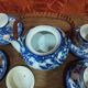 Japanese tea set consisting of 16 pieces in blue porcelain - floral motif