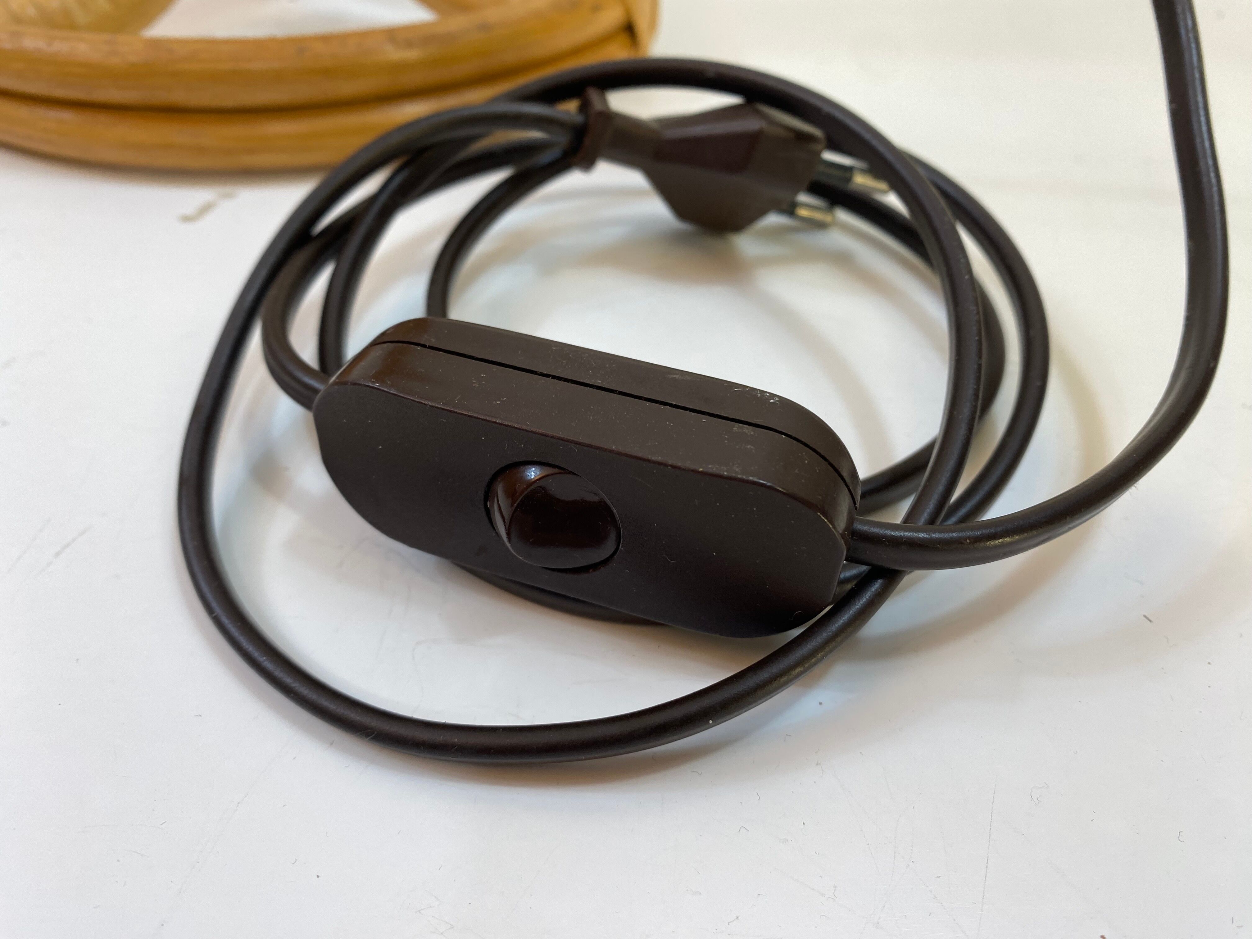 Vintage table lamp rattan and wicker 1970