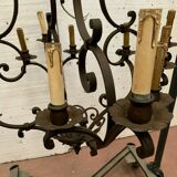 Louis xv style wrought iron chandelier twelve points of light xx century