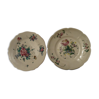 Lot de 2 assiettes Lunéville peintes à la main