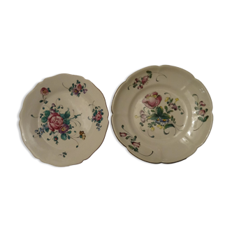 Set of 2 hand-painted Lunéville plates