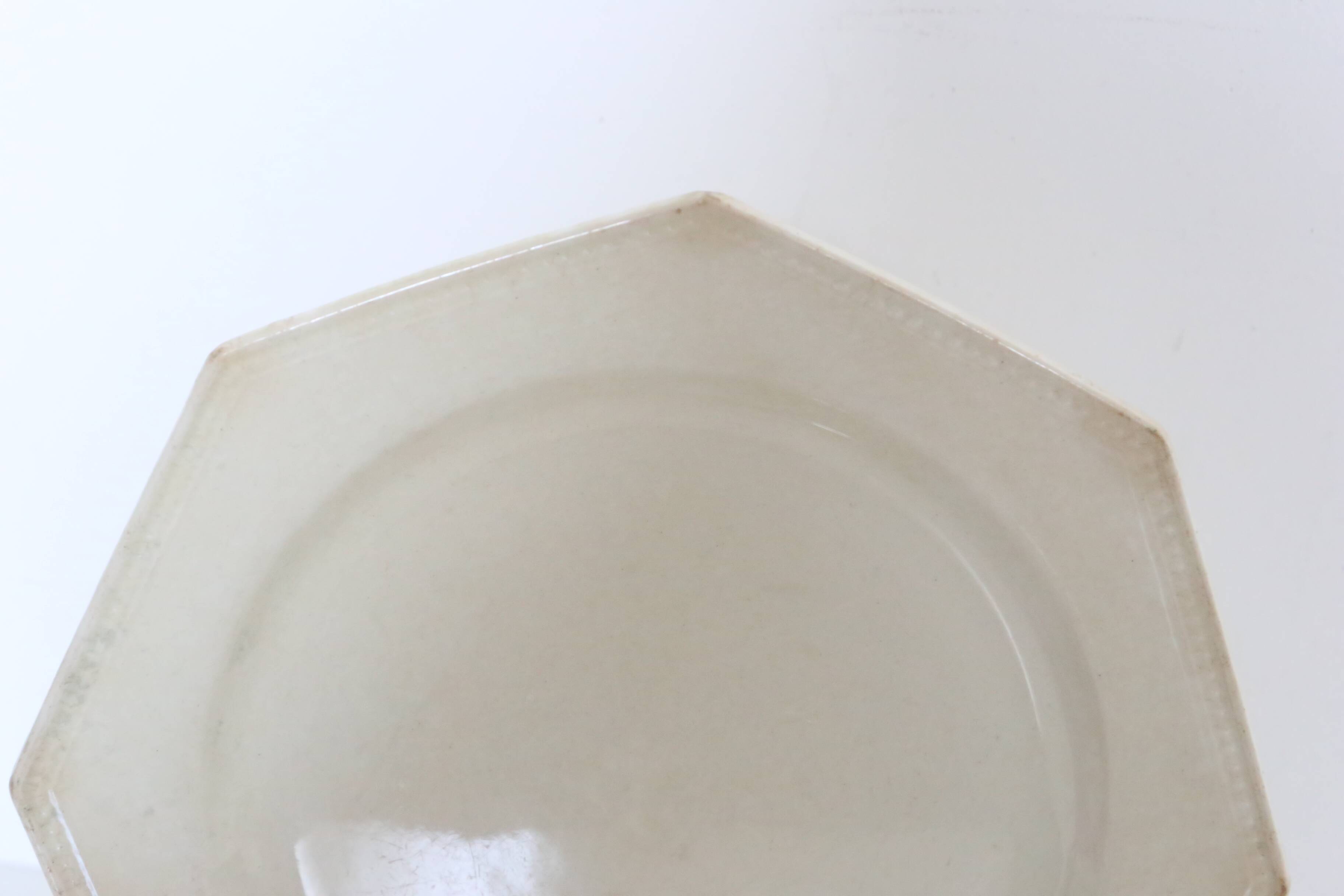 Creil and Montereau plates, 19th century, Perle model, ivory / set of 3