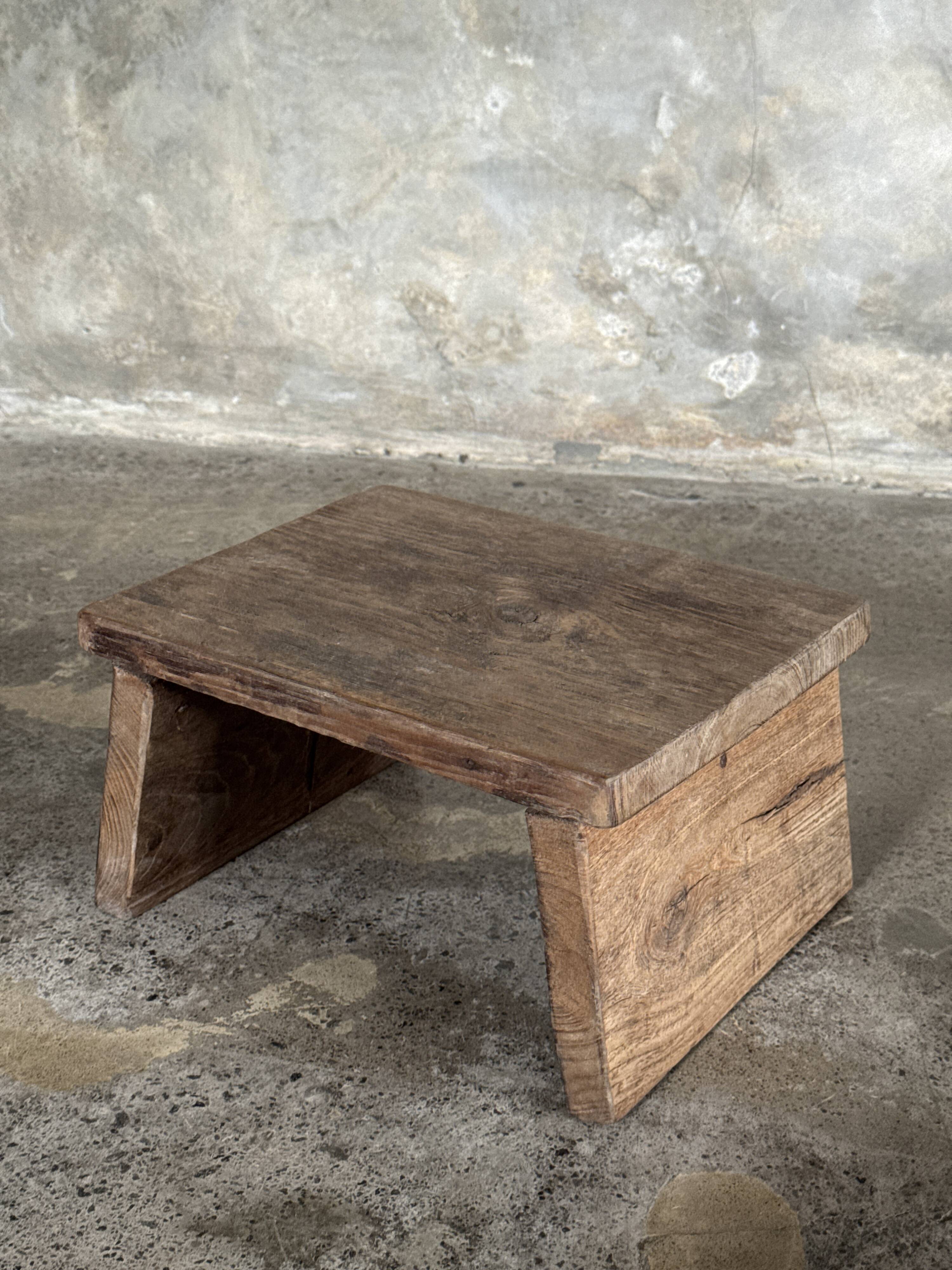 Small auxiliary stool in light antique teak (3279)