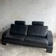 2-seater Kroken Nelo sofa in black leather, 1970s.