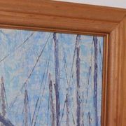 Original Swedish oil on panel – “Moored Boats” by Olle Anderson – vintage & framed – 44 × 51 cm