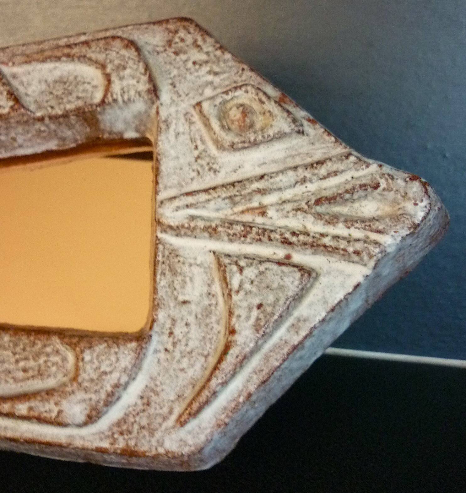 Miroir poisson, céramique émaillée, signé Robert Meynard, Vallauris, 1950