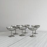 6 silver stainless steel bowls.