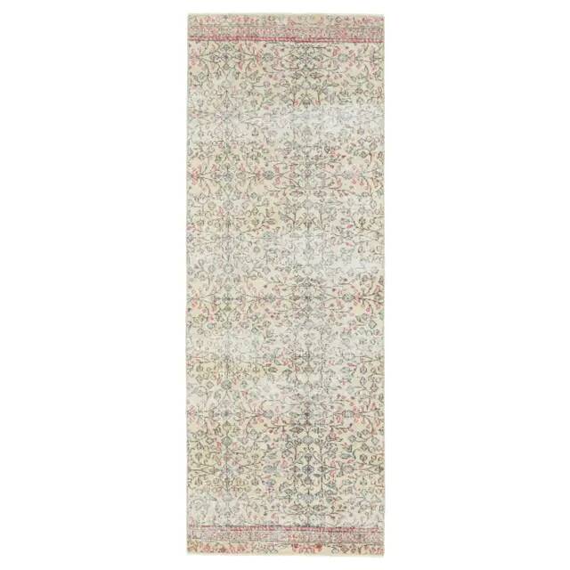 1970s Vintage Turkish Hand-Knotted Wool Cotton Beige Runner Rug 80x216