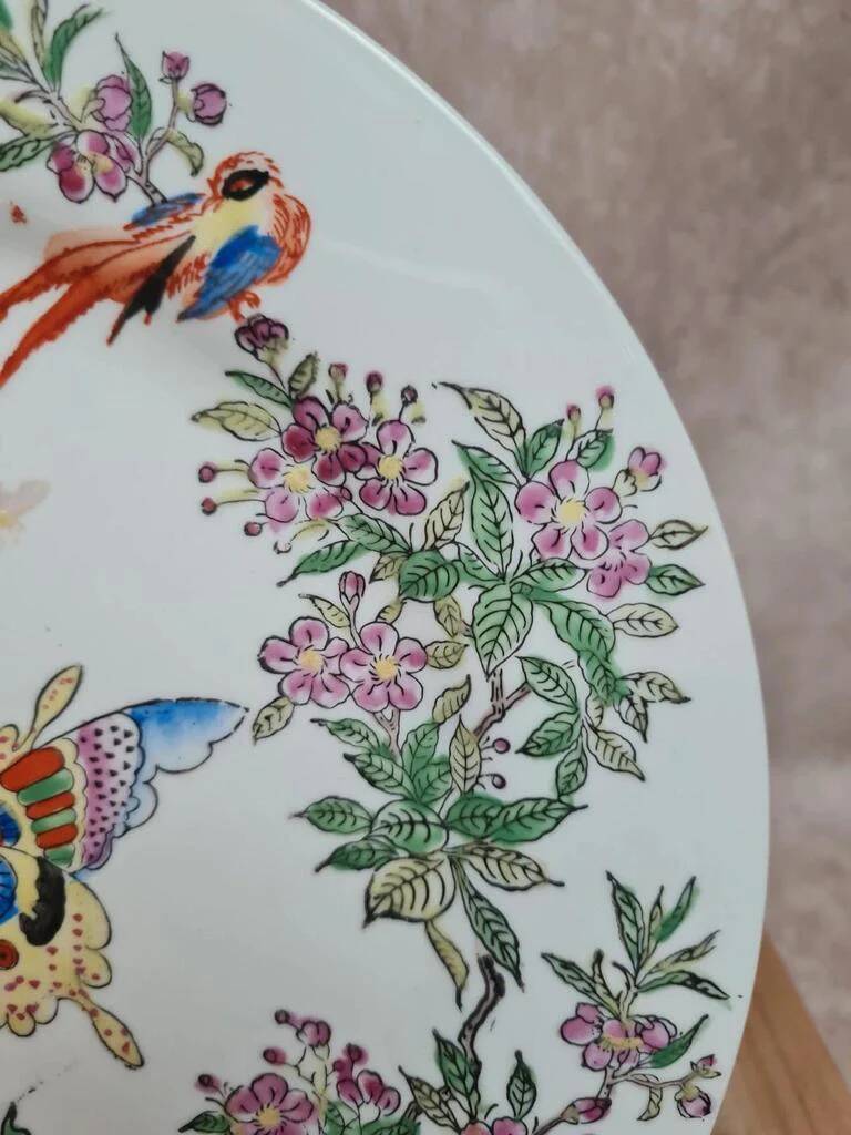 Vintage decorative plate flowers & butterflies – Macao – Oriental Art Objects