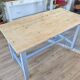 Sky blue and light wood farm table early 20th century 138 cm