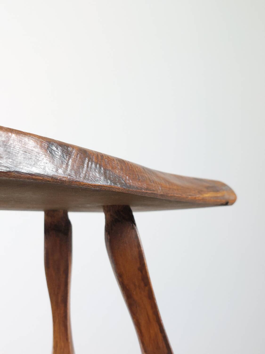 Vintage wooden brutalist milk stool