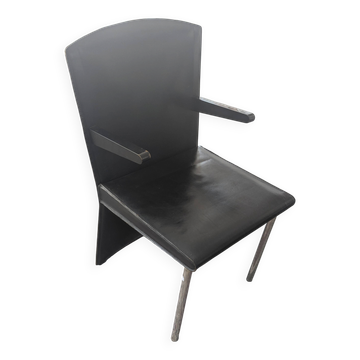 Fauteuil / chaise Armida Zanotta, Andrea Branzi, cuir noir