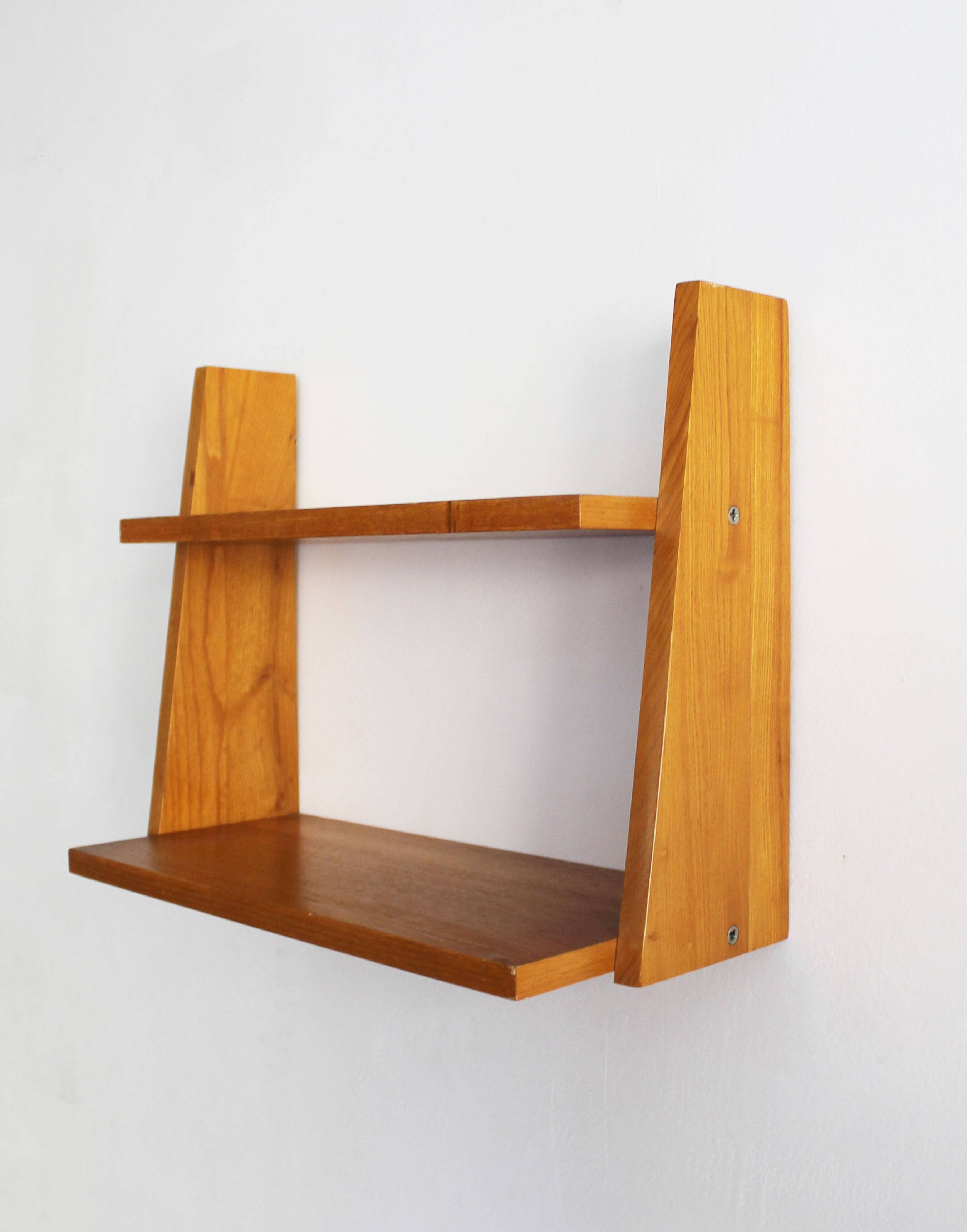 Vintage Wall Shelf in Beech, Czechoslovakia, 1960s