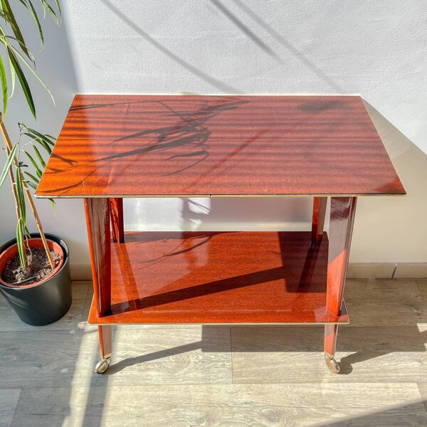 Desserte vintage en formica à roulettes années 60