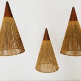 Teakwood and Sisal Cascading Lamp by Jean Rispal