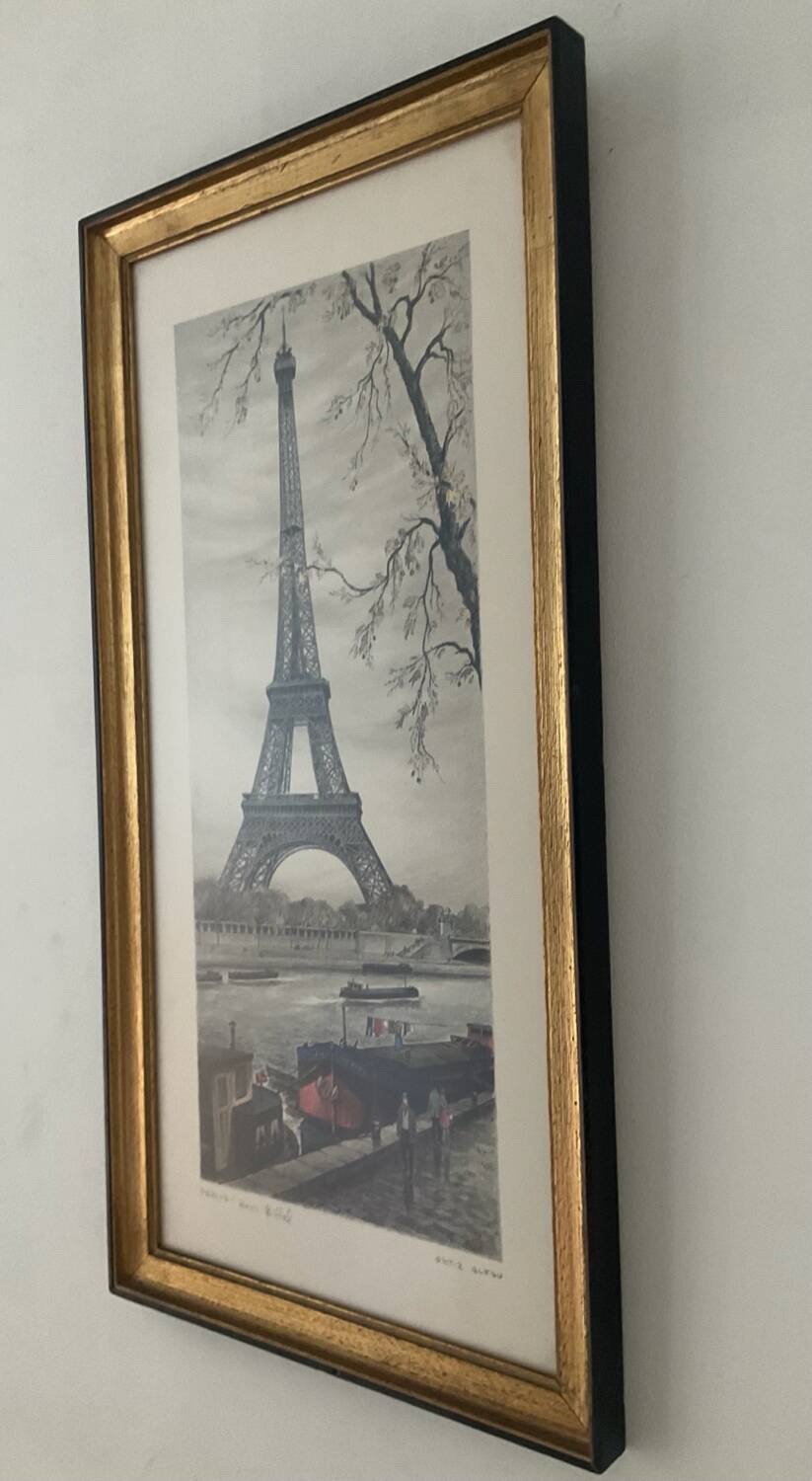 Vintage lithograph by Ortiz Alfau - Paris - the Eiffel Tower