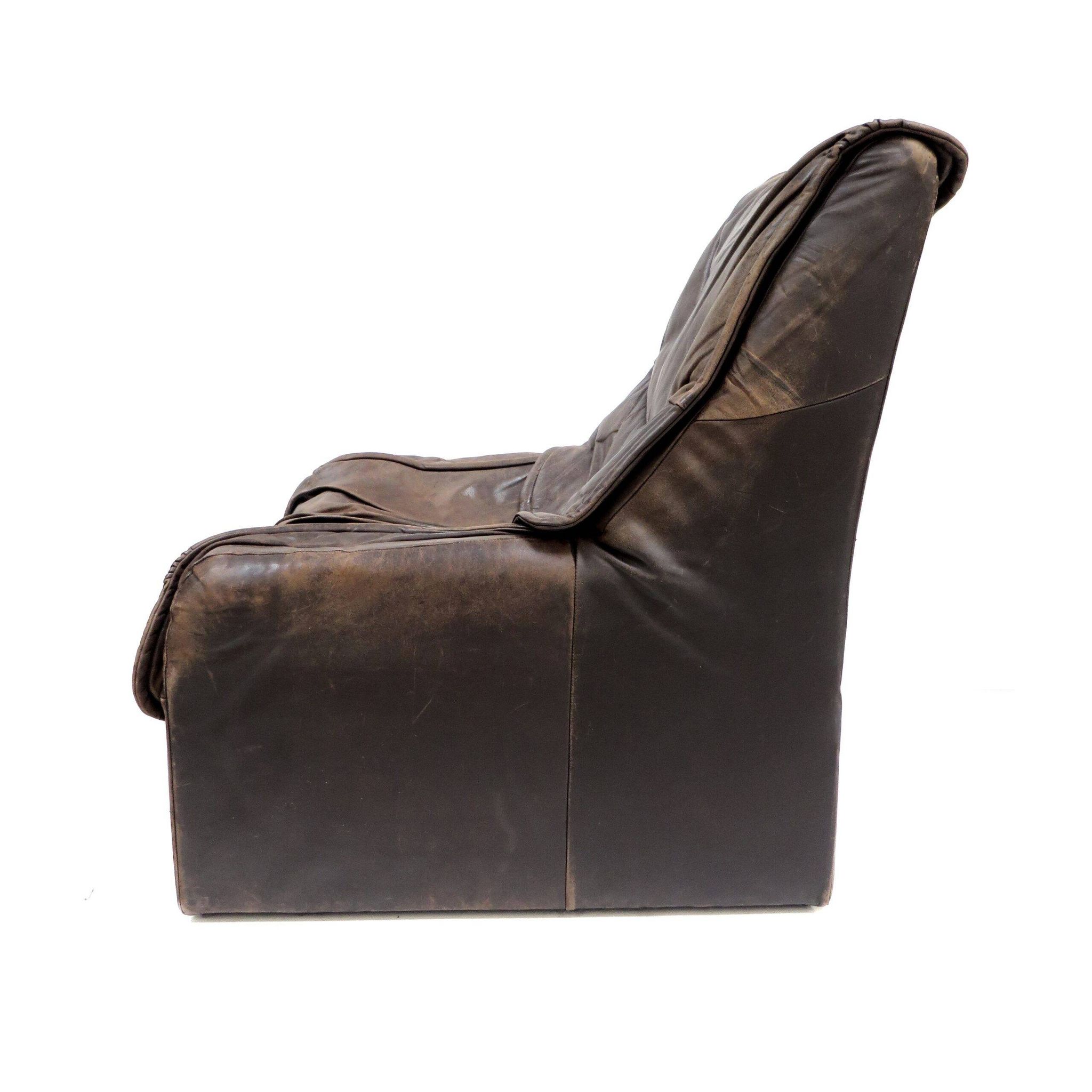 Vintage leather Brutalist armchairs