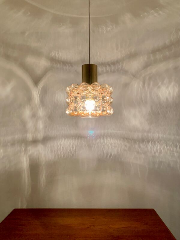 1 des 2 grands lampadaires en verre à bulles par Helena Tynell pour Glashütte Limb