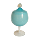 Pot couvert sur pied en opaline de foire vintage