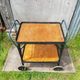 Old service servant rattan & scoubidou on wheels metal + wood trays