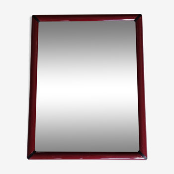 Miroir à poser en métal laqué bordeaux, design italien valenti milano, années 80, 70 cm