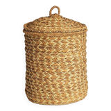 Panier à linge tressé à la main en jonc naturel