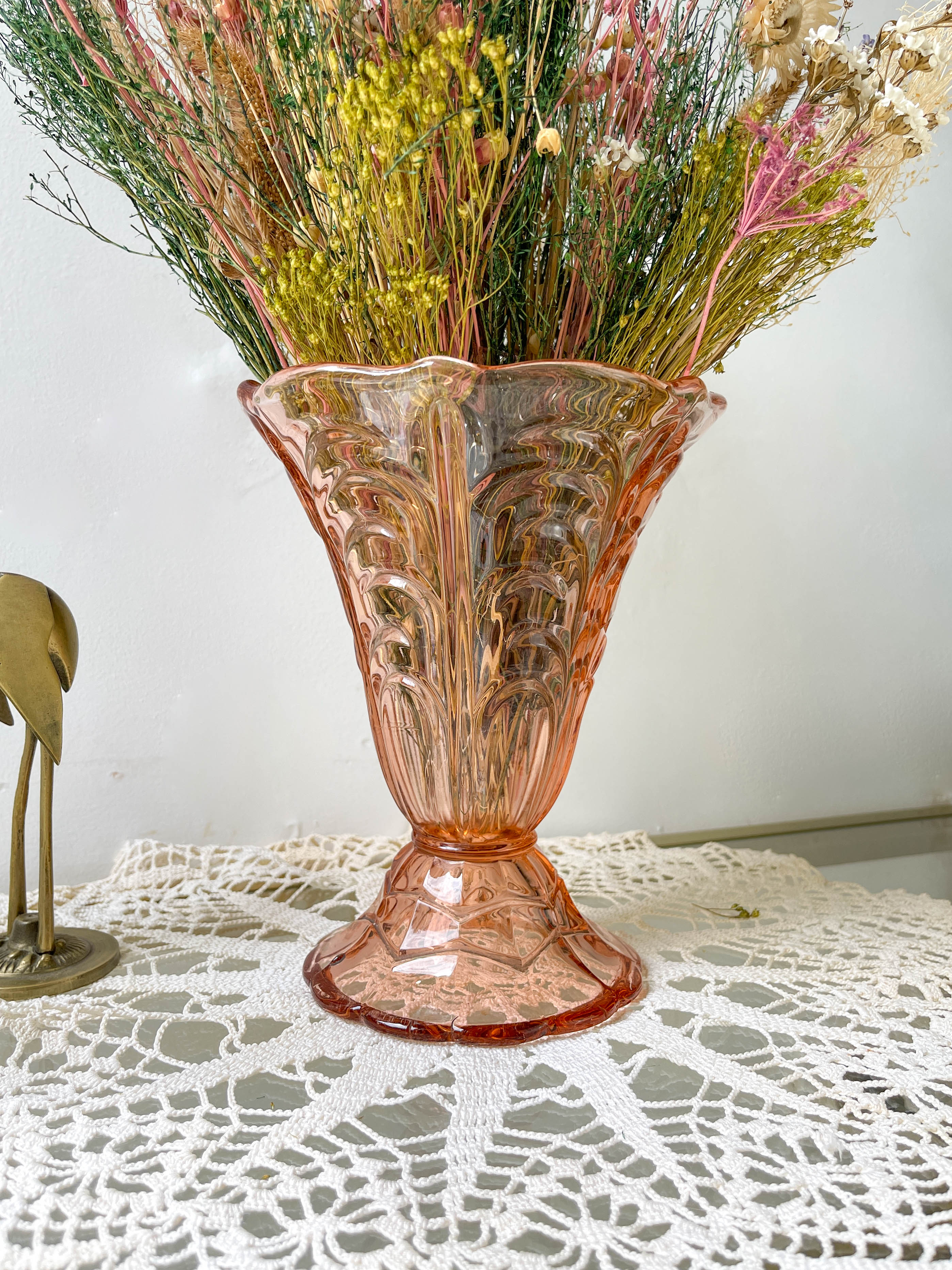 Vintage Art Deco style pink glass vase