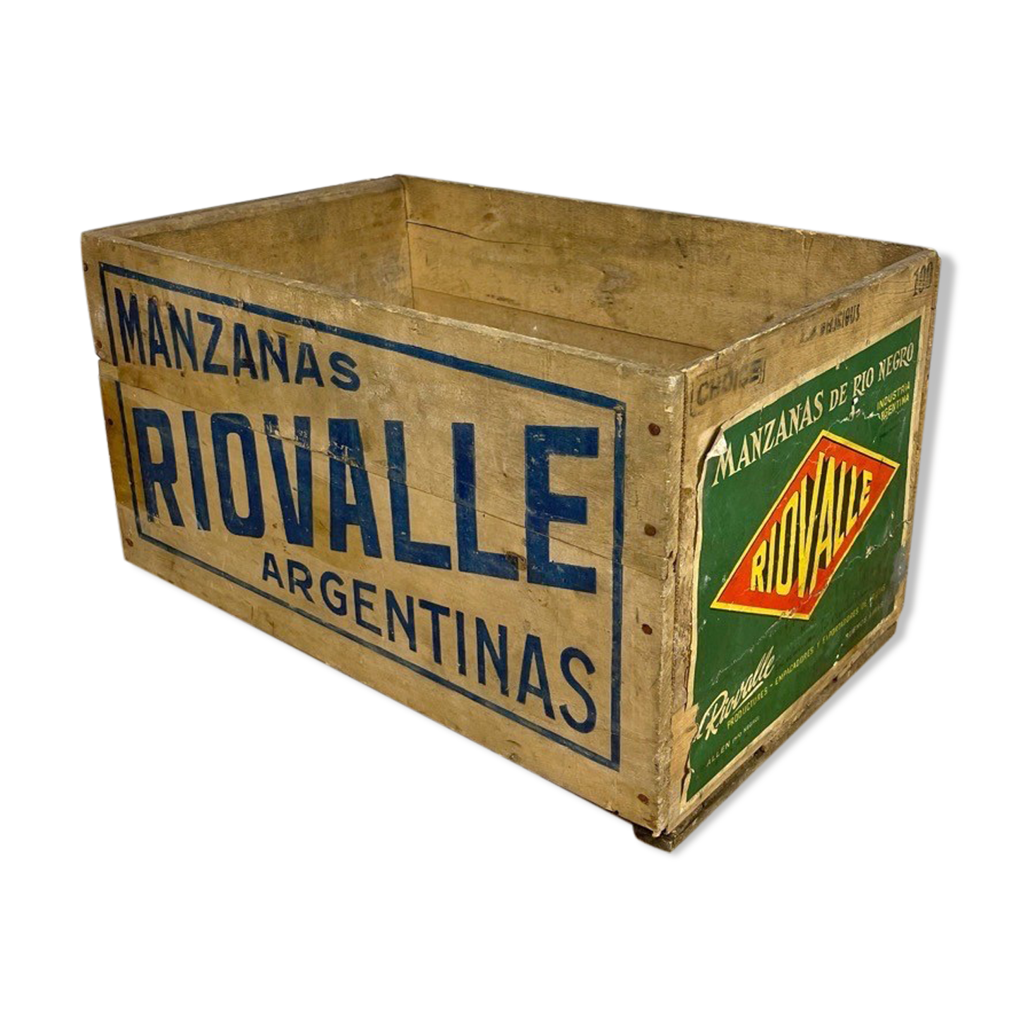 Wooden fruit transport box Argentina 1958