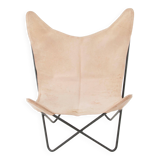 Four Fledermaus butterfly chairs in suede leather by Carl Aubock, Vienna, 1960s.