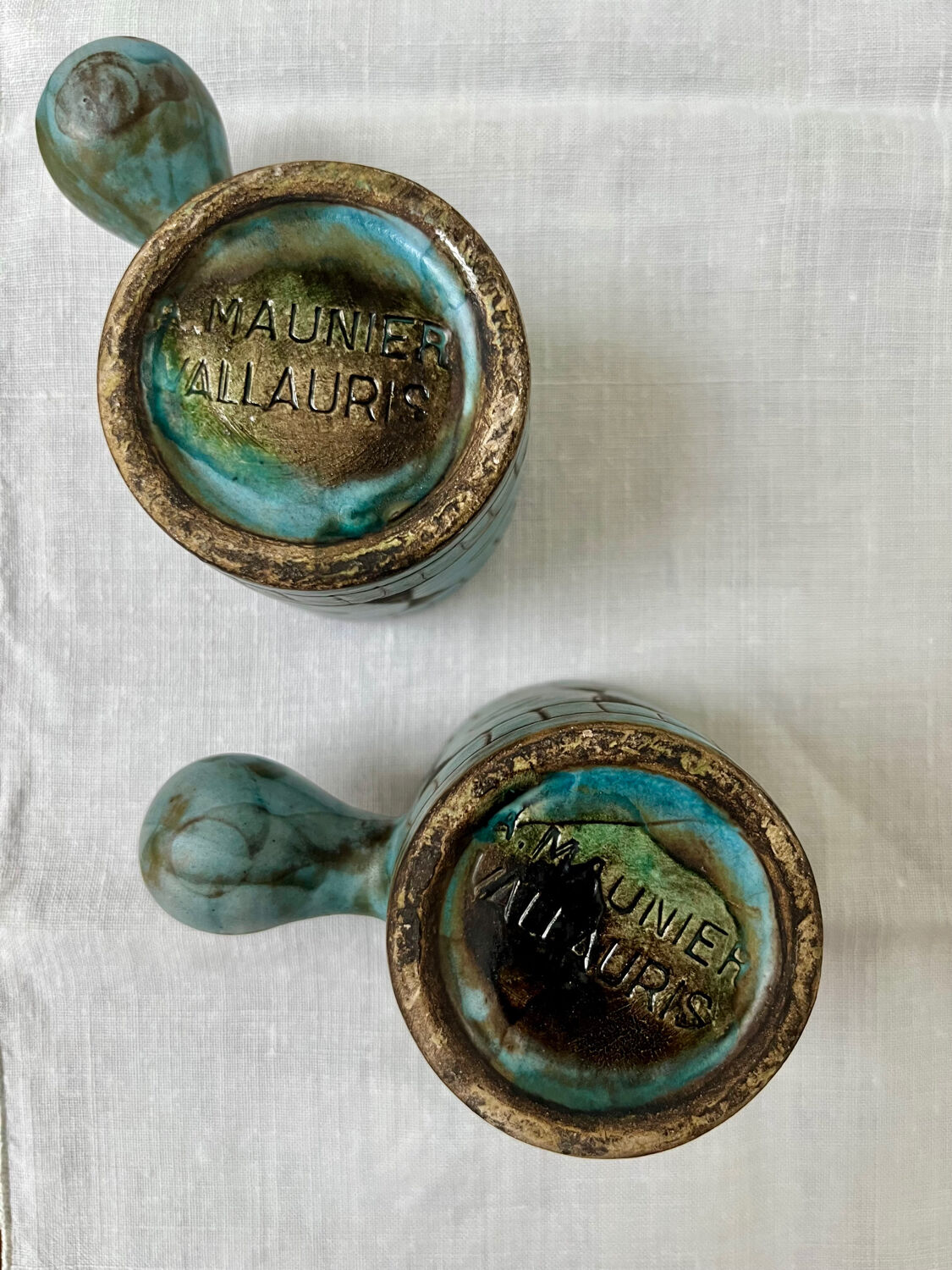 Pair of ceramic cups signed A. Maunier, Vallauris