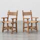 Pair of carved Brutalist Armchairs, Spain, 20th Century