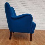 Danish designed armchair, wool, beech, completely renovated