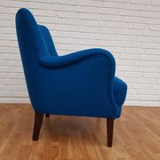 Fauteuil danois, laine, hêtre, entièrement rénové