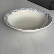 Large round salad bowl, antique blue St-Amandinoise ironstone plate.