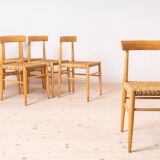 Set of 6 vintage dining chairs from uluv, wicker seats, czechoslovakia, 1960s