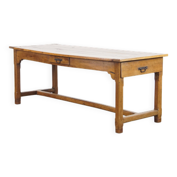 Antique French farmhouse dining table made of fruitwood from 18th century