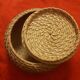 Round woven bamboo box with lid