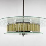 1940s Rare Italian Chrome & Glass  Chandelier, Restored