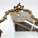 Miroir mural français en laiton antique