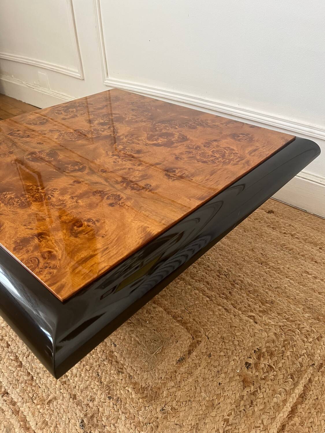Vintage 70s elm burl coffee table