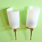 Paire d'appliques en laiton et acrylique, France 1960