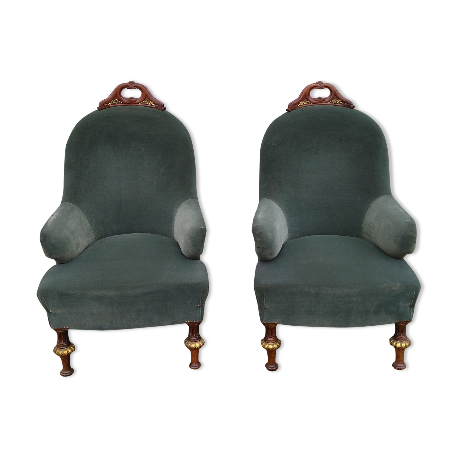 Paire de fauteuils Napoléon III XIXe acajou