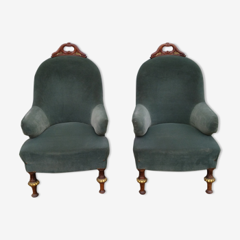 Paire de fauteuils Napoléon III XIXe acajou