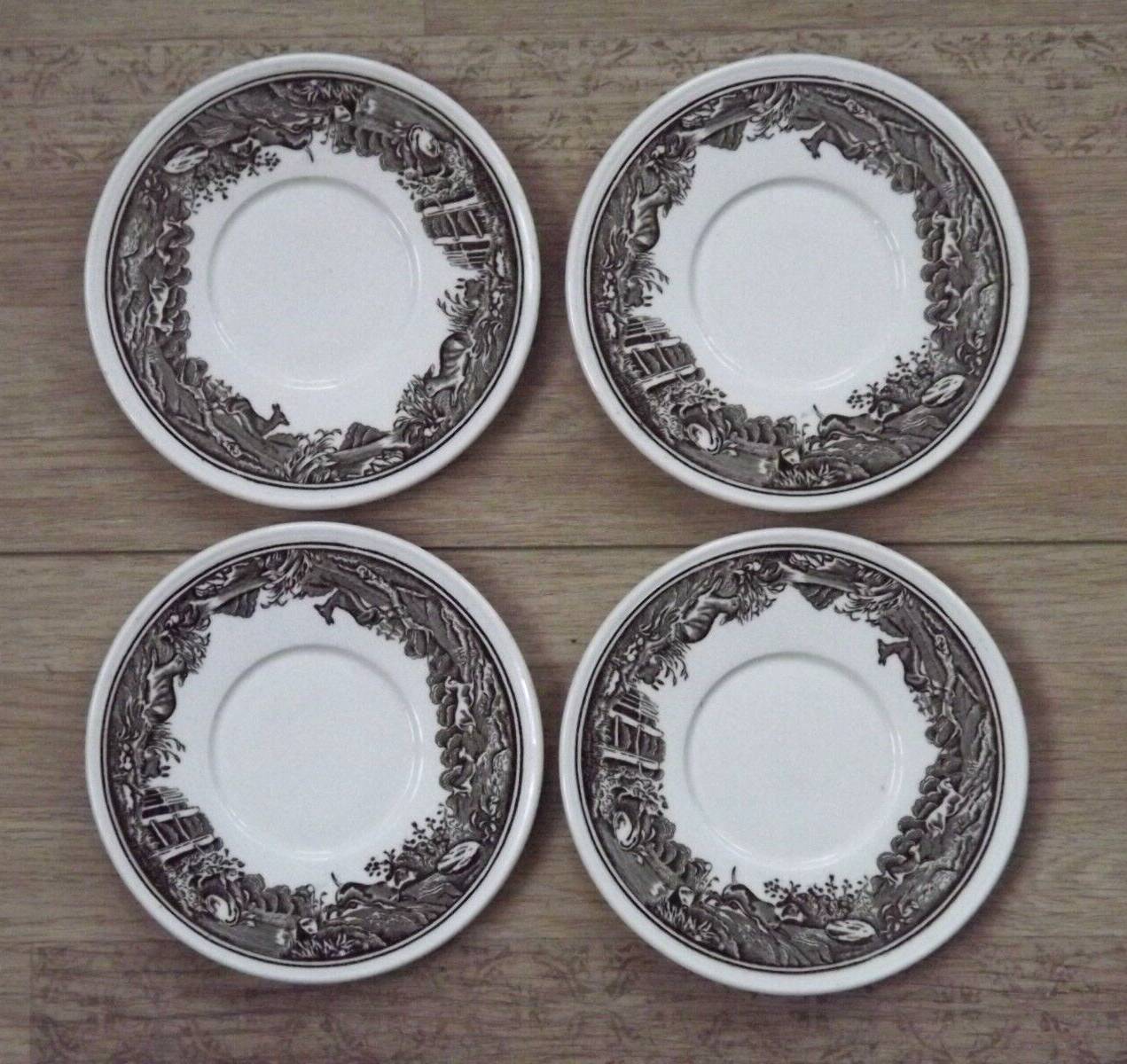 Set of 4 saucers Quality Retired Villeroy & Boch Black/White Anjou Design 4656